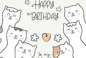 Birthday image for a friend who loves kittens.