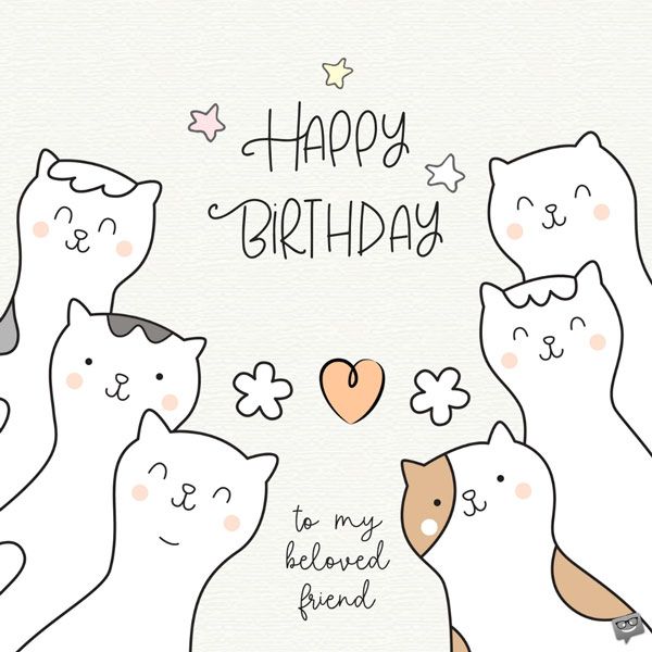 Birthday image for a friend who loves kittens.