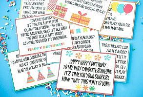 Make someone's birthday amazing by surprising them up with this fun birthday scavenger hunt including free printable birthday scavenger hunt clues and more!