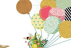 Balloon Basket Bike Birthday Card