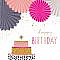 Lovely Birthday Card with paper fans and cake from Sara Miller with glitter and foil.  Outside Text: Happy Birthday Inside Text: Wishing you a dazzling celebration! Refinements: Glitter, Foil More from Sara Miller 0012.60903