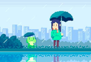 Rainy Day, a pixel art postcard. [Instagram] | [Twitter]