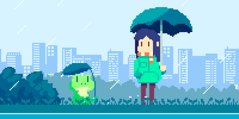 Rainy Day, a pixel art postcard. [Instagram] | [Twitter]