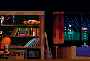My first attempt at creating a pixel art retro game room. Kinda slopy, but good enough for now...