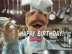 The Muppet Show's Swedish Chef dancing in the kitchen to wish you a happy birthday!