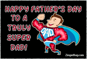 Happy Fathers Day Super Dad Glitter Graphic, Greeting, Comment, Meme or GIF