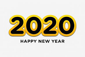 Happy New Year 2020 Celebration Greeting Card Text Decoration