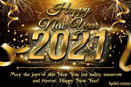 Happy New Year 2021 With Snowflakes