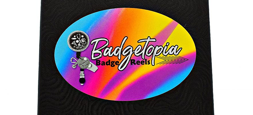 Medical Registered Nurse Bling Locket ID Badge Reel