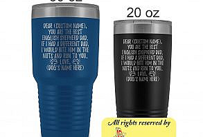 Personalized English Shepherd Dad Gifts, Farm Collie Owner Tumbler, English Shepherd Gifts For Men, English Shepherd Daddy Present Gift