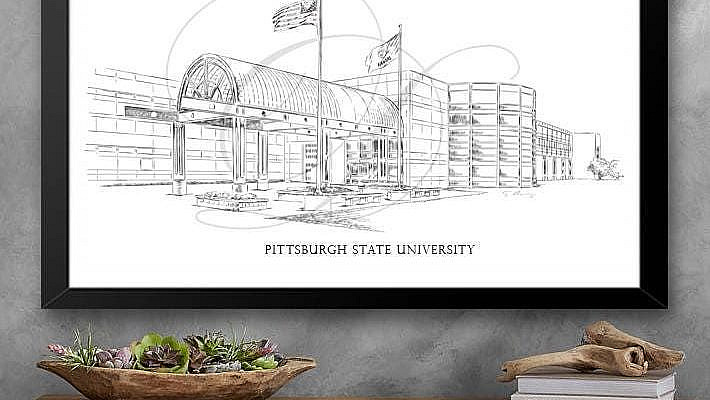 Pittsburg State University Art Print, Hand Drawn, PITTSTATE, Tech, State College Signed Art ( Sizes 5 x 7, 8 x 10, 13 x 19, 16 x 20)