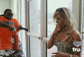 Stop blowing yo nasty ass smoke in my face!