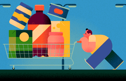 #art #animation #gif #people #obesity #shopping #carts #men #RobinDavey