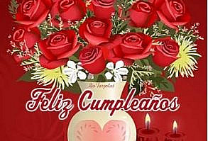 Feliz Cumpleaños para Amor  www.riotarjetas.c...  Postales amor de cumpleaños, Rosas rojas @  RioTarjetas.com