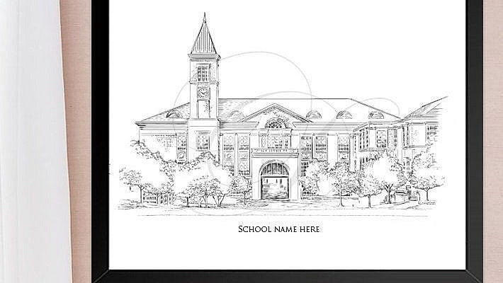 Texas Christian University, Fine Art Print, Hand Drawn, TCU, Gifts under 30,  Signed Art, Birthday, Christmas, Alumni, Graduation, Gift