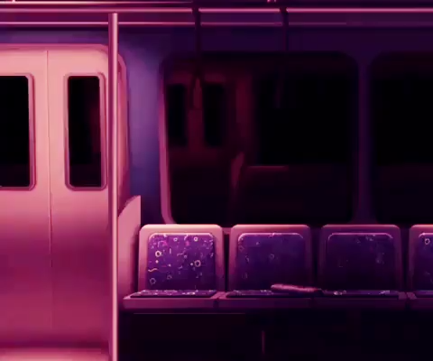 Train over the city pink lights day and night synthwave new retro wave songs playing in the back