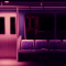 Train over the city pink lights day and night synthwave new retro wave songs playing in the back