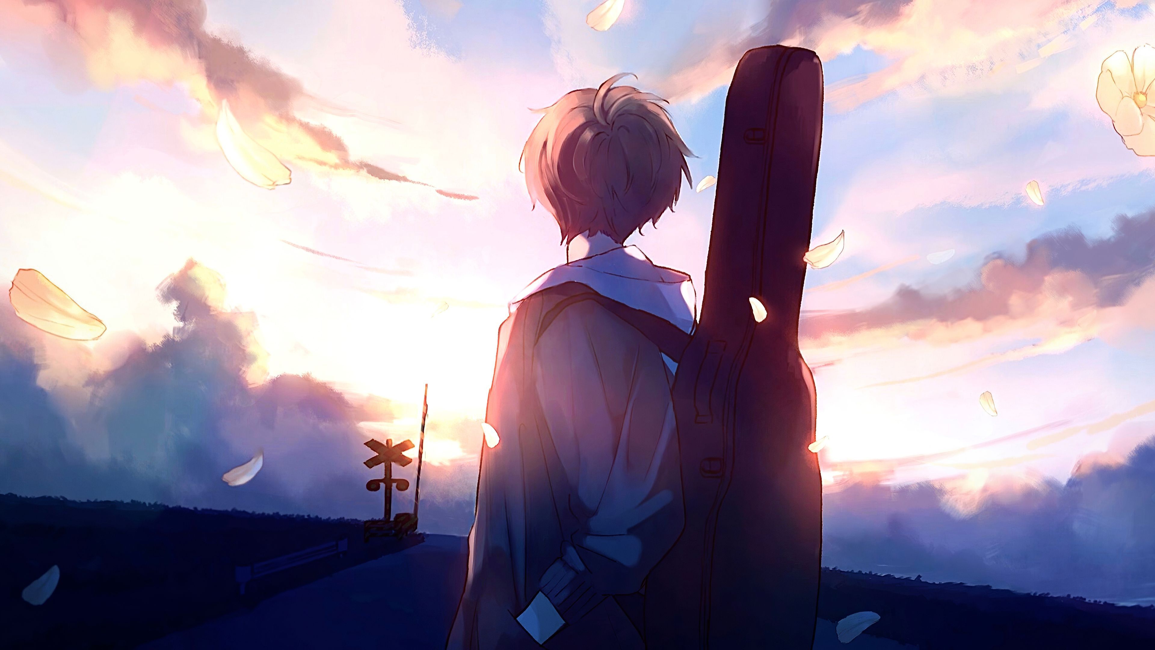 Wallpaper 4k Anime Boy Guitar Painting Wallpaper