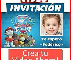 Video Invitación de cumpleaños de Paw Patrol EDITABLE con Tu FOTO para compartir por WhastApp. Video PRUEBA GRATIS AHORA!