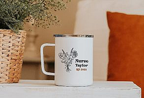 RN 2021 Nurse gift for graduation mug, Custom gift for nurse grad gift, New nurse graduation gift, Floral mug personalized name, Nurse mug
