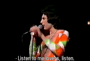 Freddie Mercury at Earl's Court 1977.