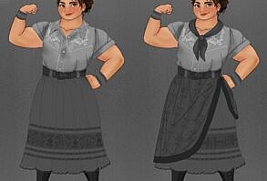 Neysa Bove💕🌴🍕 on Instagram: “A few other Luisa costume explorations- headed in a more folkloric route. I played with mixing a guayabera type shirt with the more…”